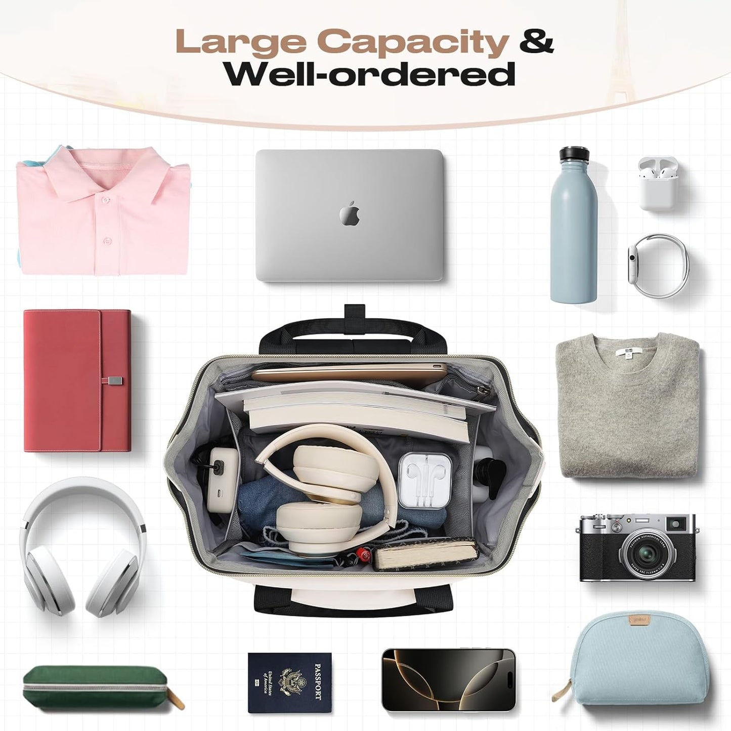 Stylish Laptop Backpack with Lunch Box