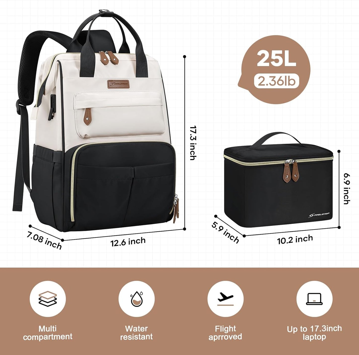 Stylish Laptop Backpack with Lunch Box